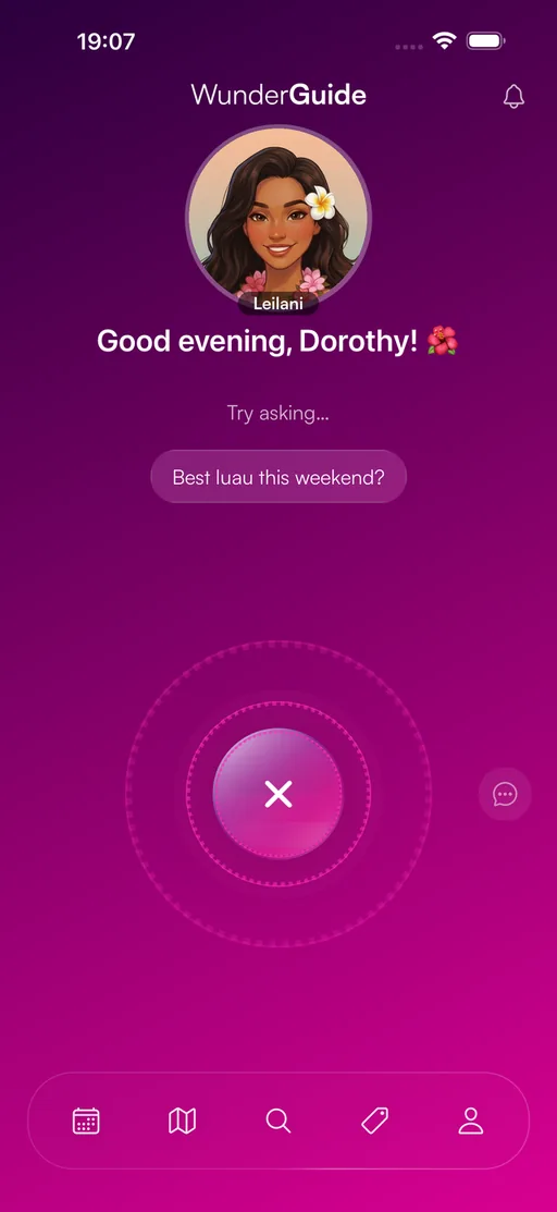 WunderGuide app — Leilani ready to talk